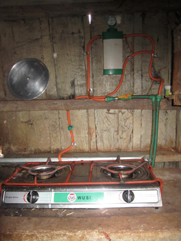 A biogas stove in Kenya.